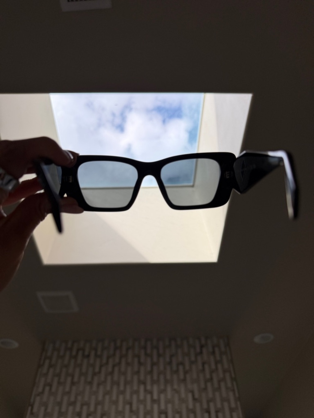 Prada Black Square Sunglasses with Black Dark Grey - Picture 4 of 7